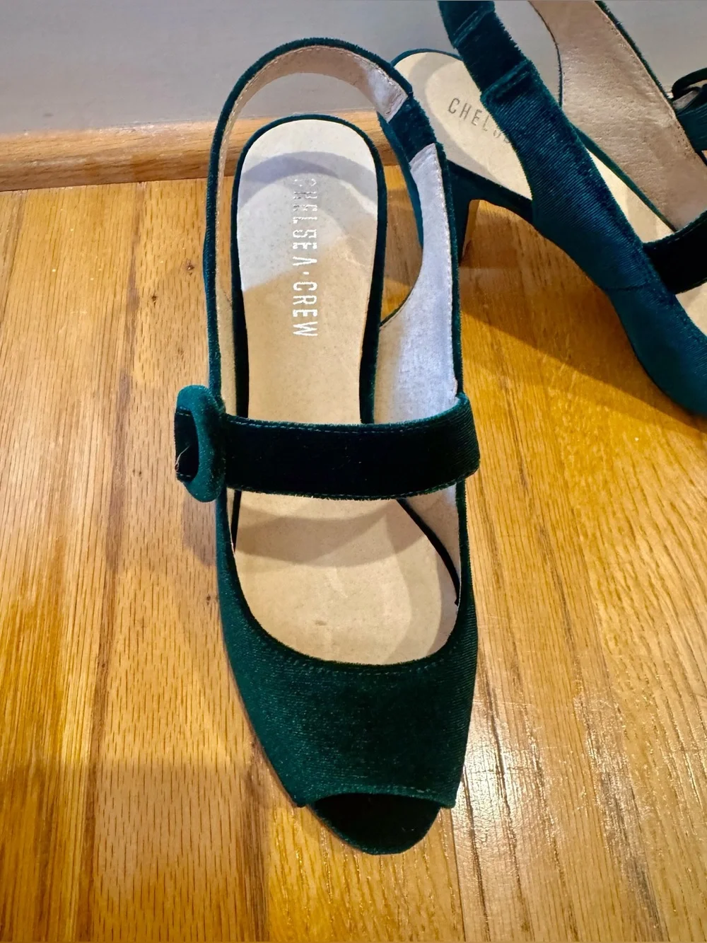 Chelsea  Emerald Green Velvet Slingback Heels